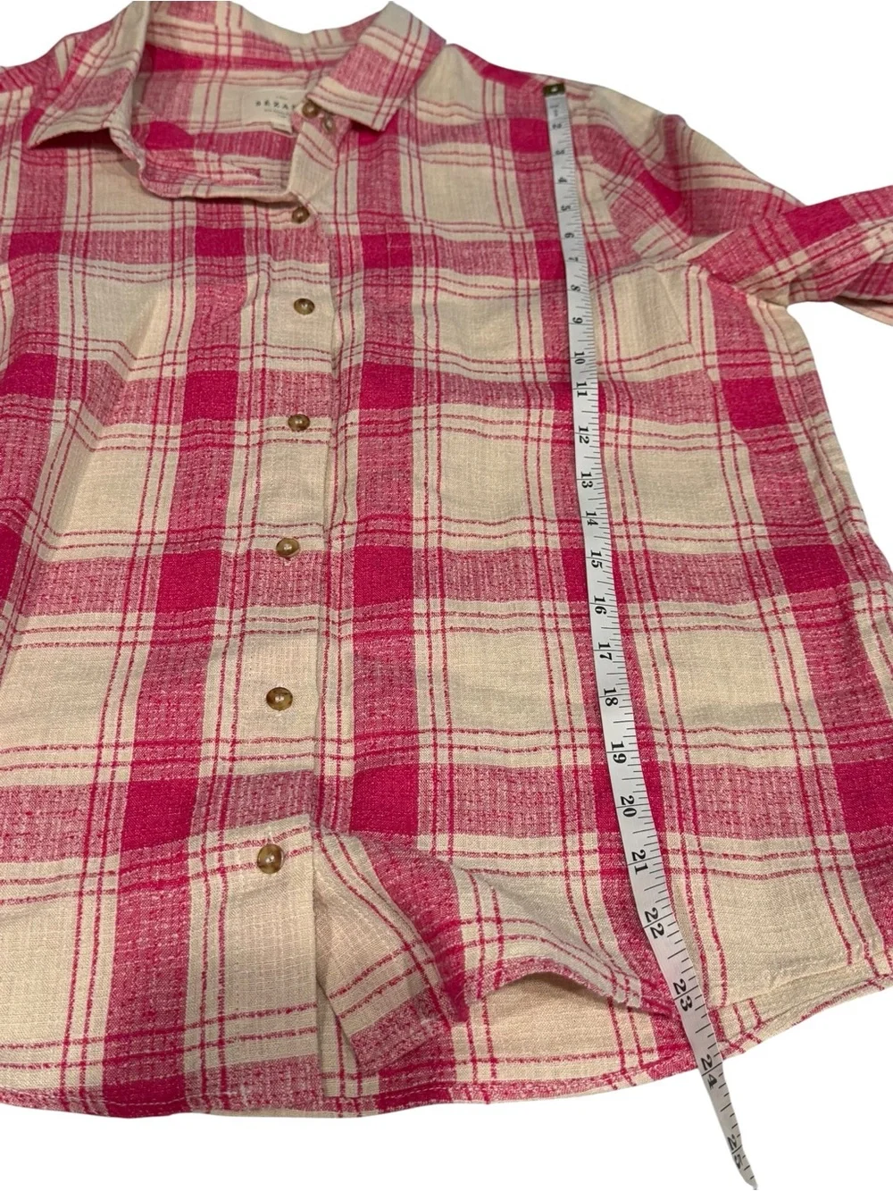 Sezane THÉOPHILE TROUSERS + TOMBOY SHIRT SET Linen In Pink White Check Sz38 US M